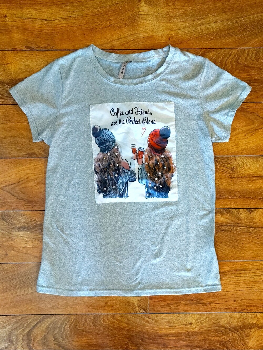 Y2K 00s Heather Gray Coffee and Friends Design TShirt XL Boho Chic